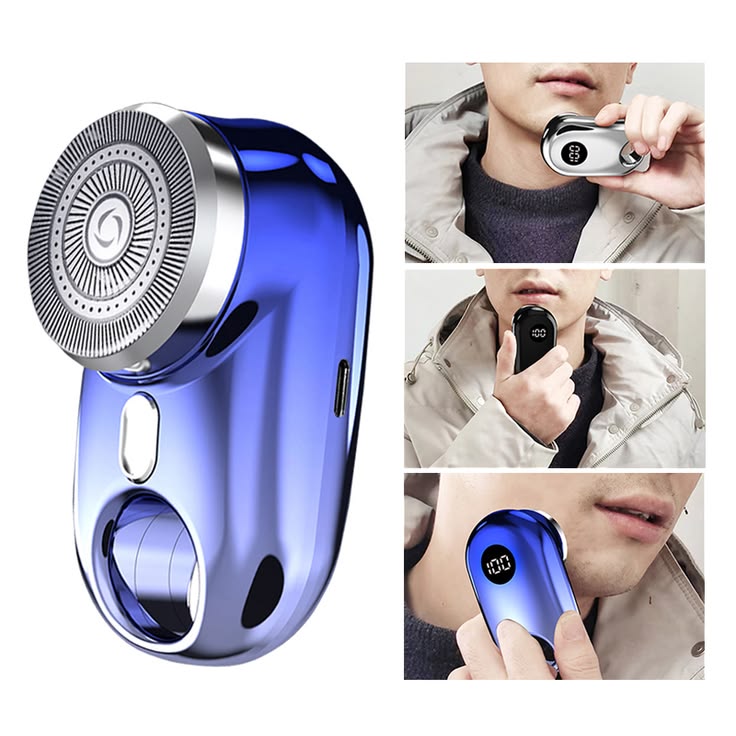 Portable Mini Electric Shaver for Men – USB Rechargeable Pocket Beard Trimmer with Digital Display